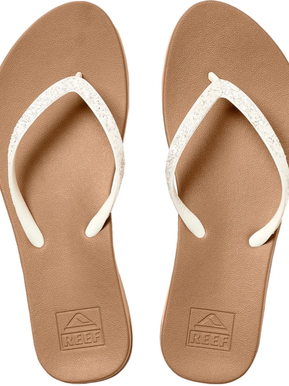 NWT Reef Cushion Bounce Stargazer Flip Flops Sz 10 White Sparkle